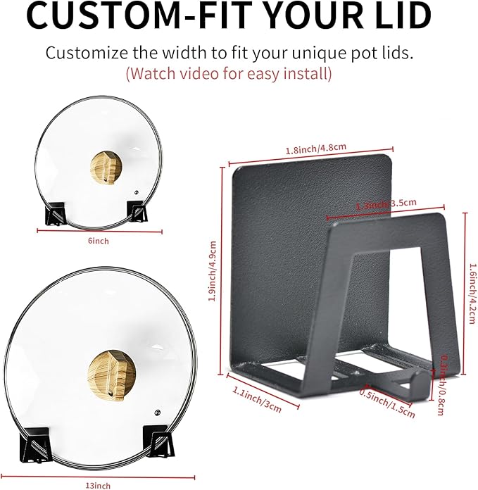 Pot Lid Holders Organizer Wall-Mounted Hook Rack Holder Organizers Inside Cabinet Door Wall Mount Pots Top Holder for Kitchen Cupboard Bedroom Living Room (6, Black+White+Gray)