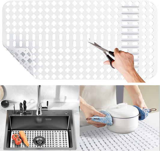 Silicone Sink Mat 25"x13", White Silicone Sink Mats and Protectors