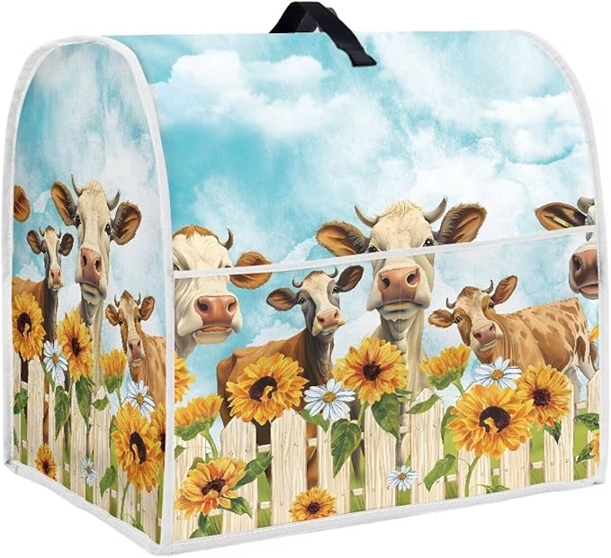 Sunflower Cow Mixer Cover | Portable Appliance Protector for 4.5-5 Quart Blenders, Coffee Makers & Juicers | Machine Washable & Extends Appliance Life