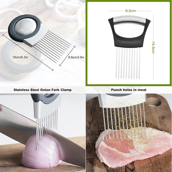 Stainless Steel Vegetable Slicer - Onion & Potato Cutter, Lemon Slicer, Kitchen Chopper Assistant Tool (2, Style A)
