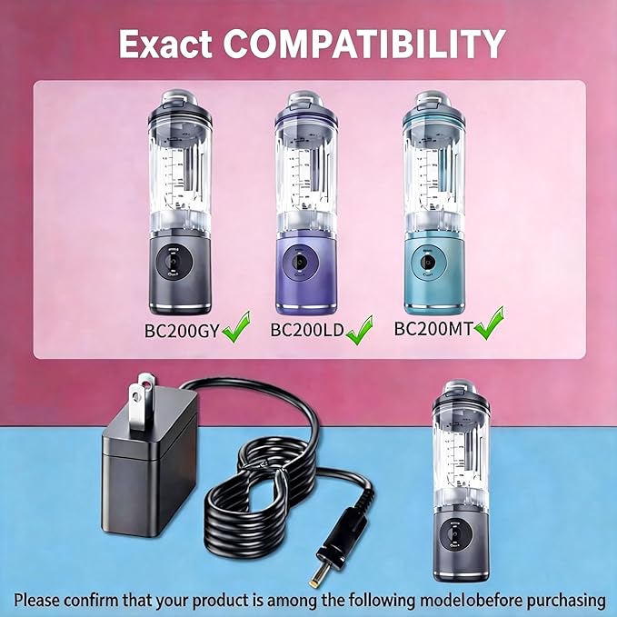 For Ninja Blast Max Portable Blender BC251, BC200, BC200GY, BC200LD, BC251LD Replacement Charging Cord Personal Smoothies Power Adapter