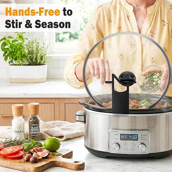 Crock Pot Lid Holder - 2 Pack Space-Saving Slow Cooker Lid Rack - Anti-Spill Support for Pre/Post Meal Tasks, Fits Most Lids for Home & Apartment Kitchens