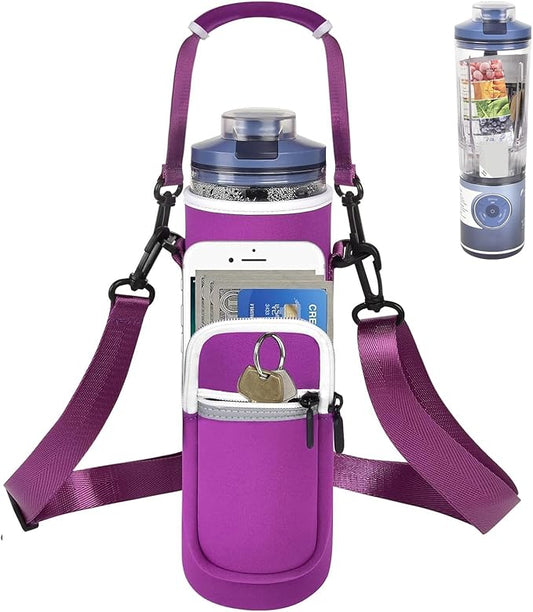 SAIKA Personal Blender Bag for Ninja Blast Max BC251/ BC151, Portable Cordless Blender Carrying Case with Reflective Strip, Shoulder Strap, Handle and Accessories Pocket (Cover Only) (Purple)