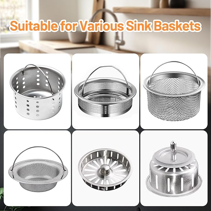 RAINFLOW 400 Pack Kitchen Sink Strainer Mesh Bag - Disposable Sink Drain Covers,Kitchen Essentials Sink Filter Nets, Anti-Clogging Sink Drain Strainer Collecting Leftovers, Hair, Debris
