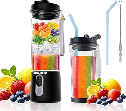 Portable Personal Size Blender for Smoothies - Cordless Mini Blender with 20oz BPA-Free Juice Cup & Leak-proof Travel Lid, Type-C Rechargeable Freshly Squeezed in Outside/Office/Gym