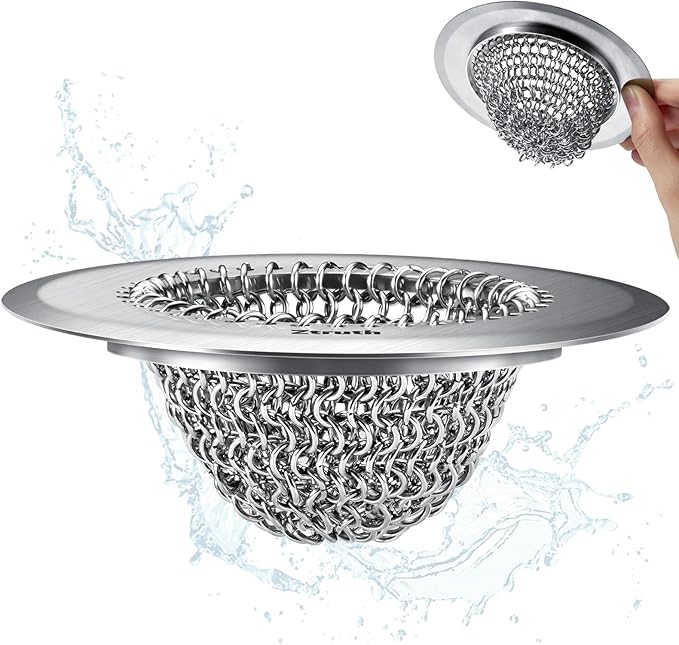 Ztruth Kitchen Sink Drain Strainer Patented Reversible Sink Strainer, Anti-Clogging Sink Strainer Basket, 304 Stainless Steel, Handmade Kitchen Gadgets, Dishwasher Safe