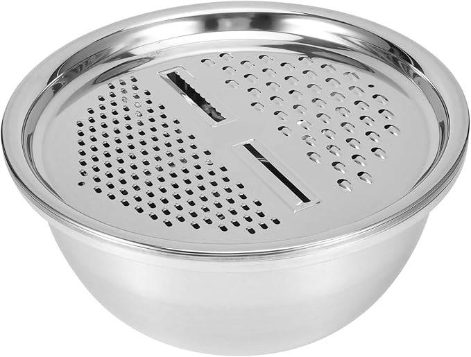 Multifunctional Stainless Steel Basin with Grater, Mixing Bowls, Vegetable Cutter, Slicer, Strainer, Drain Basket, Salad Maker Bowl, Colanders for Kitchen Use