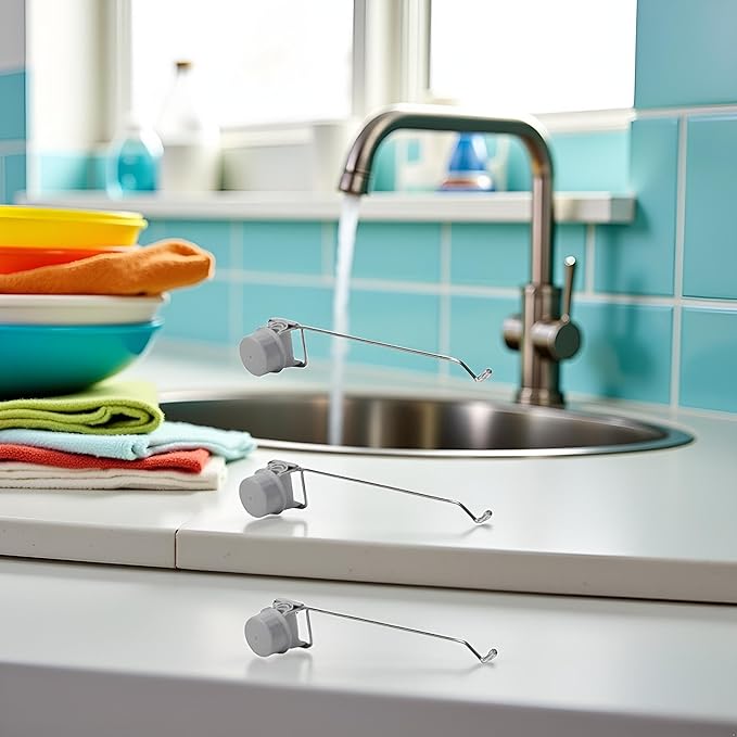 3Pcs Clip On Faucet Storage Rack,Stainless Steel Faucet Towel Bar Kitchen Drying Rag Hanger Dishcloth Shelf Brush Sponge Holder Hook Sink Organizer Dish Racks Racks and Holders(Silver)