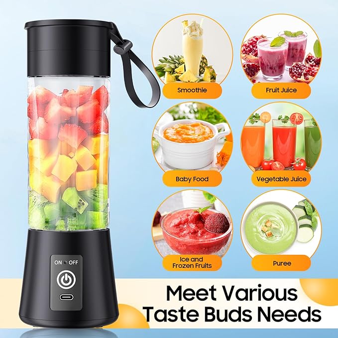 Portable Blender for Smoothie & Shakes - Upgraded Rechargeable Personal Size Blender, 380ml BPA Free Juice Cup & High Speed of 20,000 Rpm, Suit for Sports/Office/Home/Travel