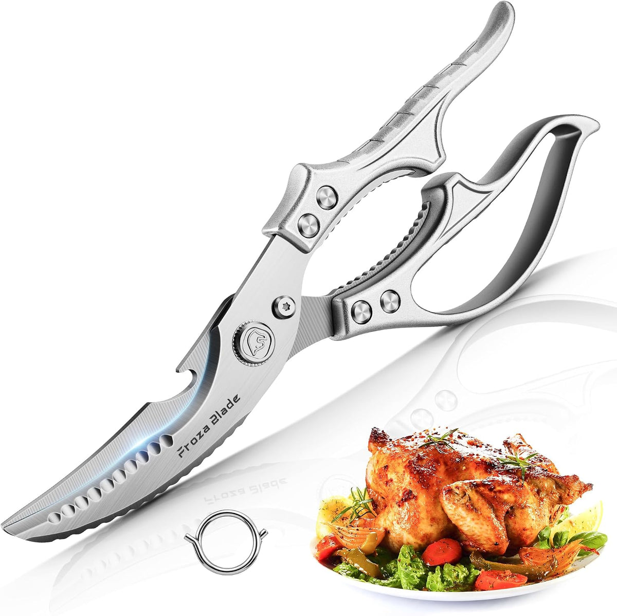 Poultry Shears, Heavy Duty All Purpose Kitchen Scissors Spring Loaded