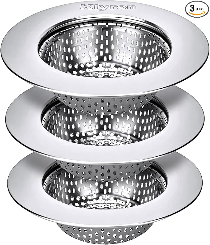 3-Pack Stainless Steel Kitchen Sink Strainer – 2026 Deep Basket Drain Filter, Rust-Proof Food Catcher, Smooth Edge, Fits 3.5" for Kitchen, Utility Sinks, Basins. Anti-Clog, Dishwasher Safe (4.5" OD)