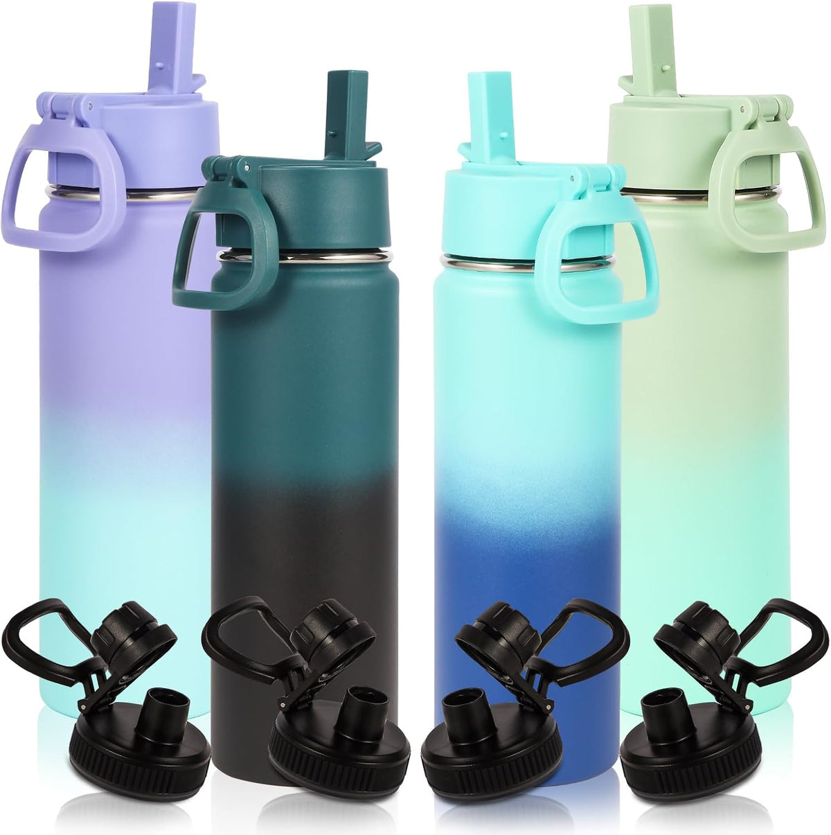20oz Insulated Kids Water Bottle with Straw, Assorted, 4-Pack