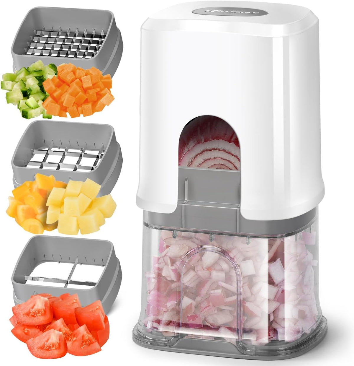 Vegetable Chopper Cube Container, Three Blades, French Fry Cutter