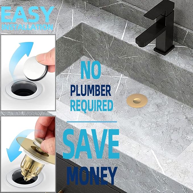 MUAIOLAUS Universal Bathroom Sink Stopper, Pop Up Sink Stopper with Basket Hair Catcher, Anti Clogging Sink Drain Filter for 1.06"-1.65" Drain Holes