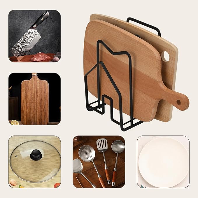 Kitchen Countertop Pots Pan Lids Rack (Black)
