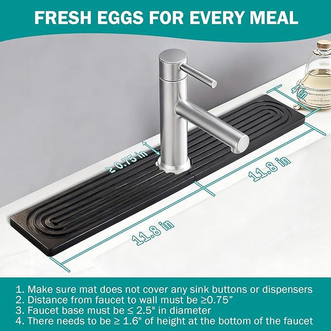 PEKER Teak Wood Faucet Mat for Kitchen Sink 19.7" – Natural Teak Sink Splash Guard Tray, Water-Resistant Wooden Sink Drip Catcher & Organizer for Kitchen & Bathroom Counter