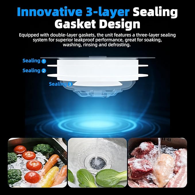 Hibbent Upgraded 2 Pack 3 in 1 Kitchen Sink Drain Strainer, Stainless Steel Pop Up Sink Stopper, Larger Anti-Clogging Basket, 3-Layer Seal, Detachable Plug for US Standard 3-1/2" Drain, Brushed Nickel