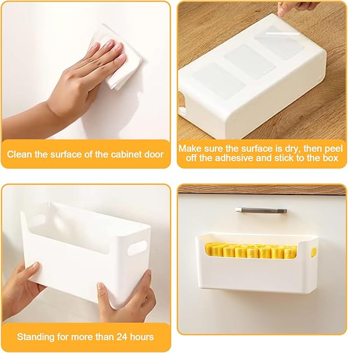 3 Pcs Kitchen Cabinet Door Organizer, Adhesive Mount Inside Cabinet Door Storage, Under Sink Storage Shelf for Kitchen,Bathroom,Office (Transparent)