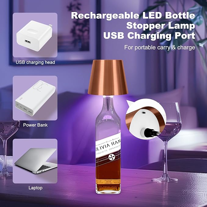 2026 New Wireless Bottle Lamp,RGB LED Bottle Light with Remote(RGB Rose Gold, 1pc)