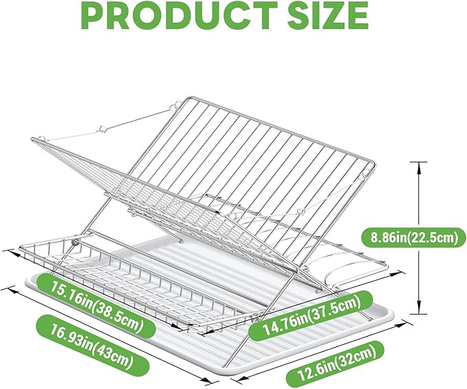 Over The Sink Dish Drying Rack, Collapsible 3 Tier Dish Racks for Kitchen Counter, Stainless Steel Large Capacity Space-Saving Sink Shelf Organizer with Utensil Holder and Drainboard (Upgraded)