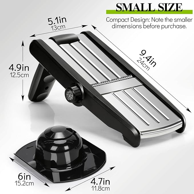 MASTERTOP Mandoline Slicer, 5 in 1 Mandoline Food Slicer for Kitchen,Stainless Steel Mini Vegetable Slicer with Safety Glove & Cleaning Brush,Adjustable Vegetable Chopper for Potatoes