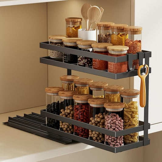 Magheo 2-Tier Spice Rack Organizer - Black (1 Pack)