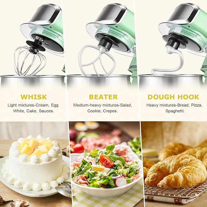 Kitchen in the box Stand Mixer,3.2Qt Small Electric Food Mixer,6 Speeds Portable Lightweight Kitchen Mixer for Daily Use with Egg Whisk,Dough Hook,Flat Beater