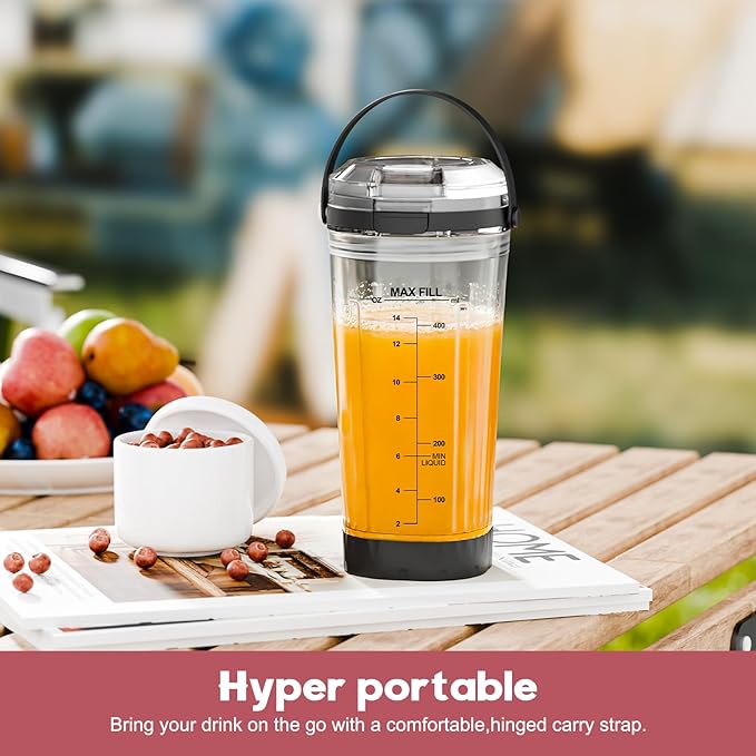 18oz Blending Vessel Accessories Compatible with Ninja Blast Portable Blender BC151BK, Upgraded 180° Flip Lid & Leak-Proof Travel Handle, Personal Blender Cup Replacement for Gym, Office and Outdoor