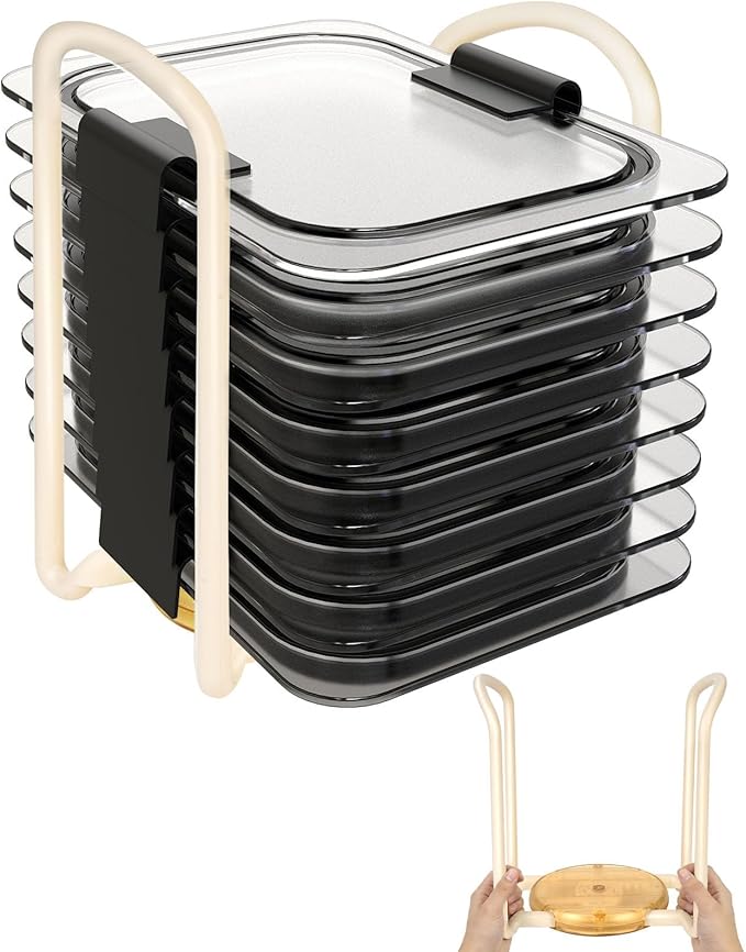 Adjustable Lids Organizer for Rubbermaid Brilliance Lids, Lid Organizers Inside Cabinet for Pyrex Snapware, Lids Holders Suitable for Storing Lids of Various Sizes（5.51in-8.27in）