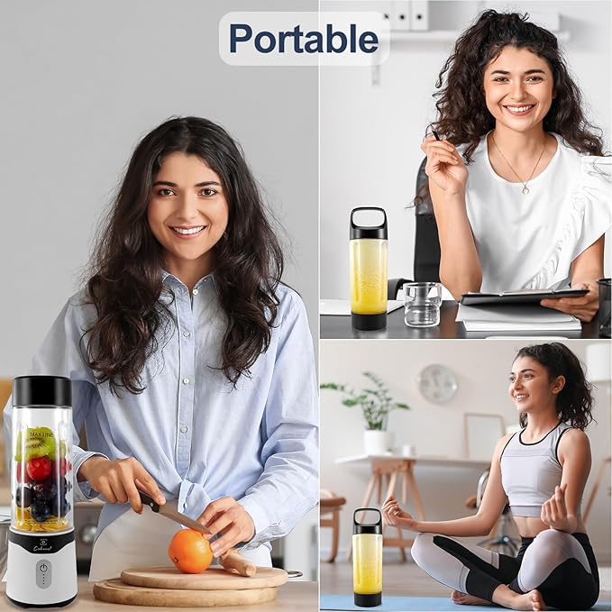 COKUNST Portable Blender, USB Rechargeable Personal Size Blenders, Smoothie Blender with 6 Blades for Protein & Shakes, Mini juicer with Extra Handle Lid for Travel Sports Outgoing, 18oz, Matte Back