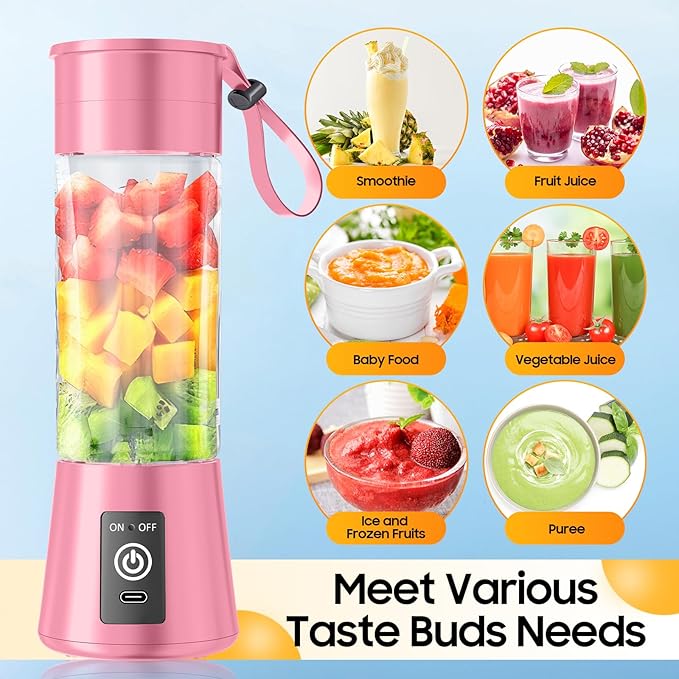 Portable Blender for Smoothie & Shakes - Upgraded Rechargeable Personal Size Blender, 380ml BPA Free Juice Cup & High Speed of 20,000 Rpm, Suit for Sports/Office/Home/Travel