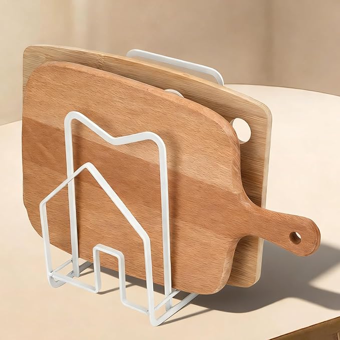 Kitchen Countertop Pots Pan Lids Rack (White)