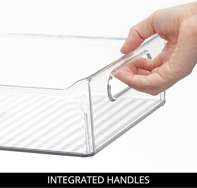 iDesign Plastic Pantry Storage Organizer Bin with Handles, Set of 2, Clear Bins