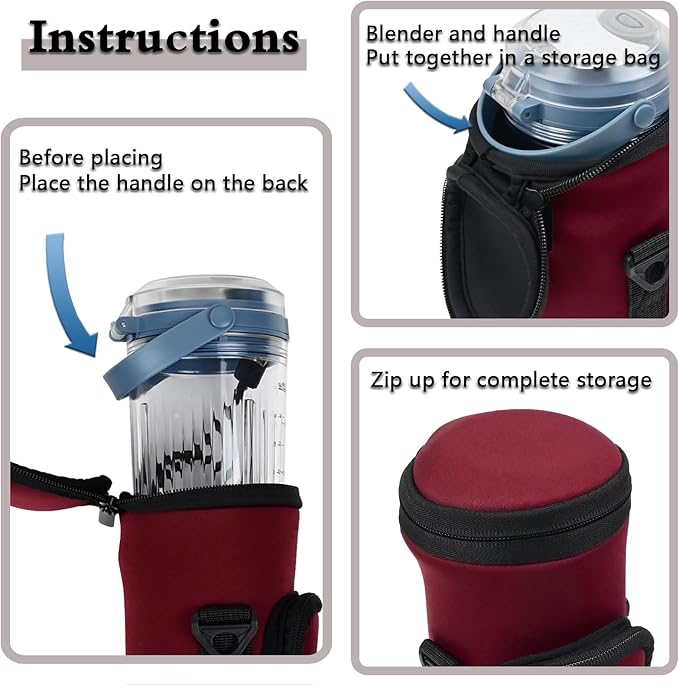 Portable Blender Storage Bag Sleeve for Nj Blast Portable Blender with Shoulder Strap and Accessory Pocket compatible with BC151NV/BC151BK/BC51NV/BC151CR/BC151EM 18oz Blast Blender
