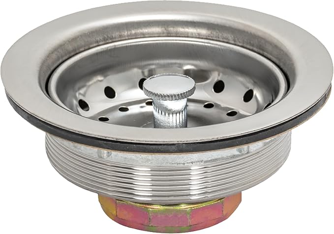 EZ-FLO Kitchen Sink Strainer with Die-Cast Slip-Joint Nut, Fits 3-1/2 to 4 Inch Openings, Stainless Steel, 30001