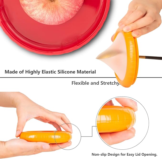 SOOPLEU Avocado Saver and Tomato Holder - Set of 4 Reusable Storage Containers for Fridge - Ideal for Garlic, Onions, Lemons, and Potatoes