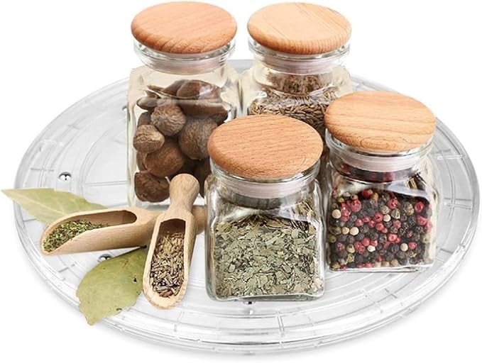 MY MIRONEY Heavy Duty Lazy Susan Turntable Organizer 7" Clear Acrylic Rotating Swivel Stand with Steel Ball Bearings for Spice Rack Cake Decorating TV Laptop Pack of 2
