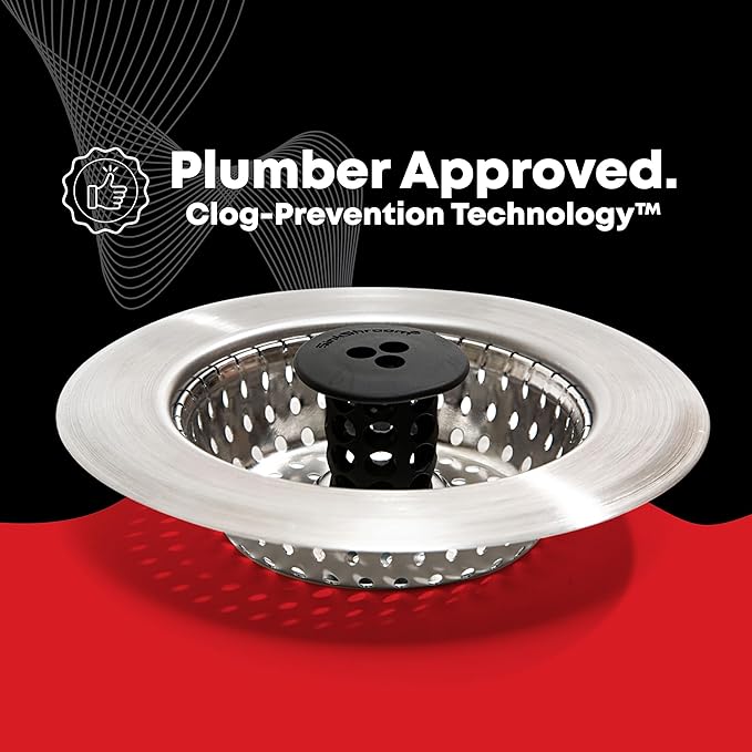 SinkShroom Revolutionary Clog-Free Sink Strainer Basket with Stopper, Stainless Steel