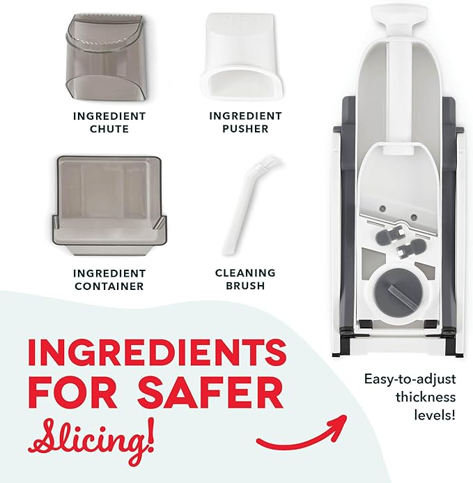 Dash Safe Slice® Mandoline - Compact, Foldable Food Slicer - Slice, Dice, Julienne & More - Perfect for Quick Food Prep - Recipe Guide Included - Aqua