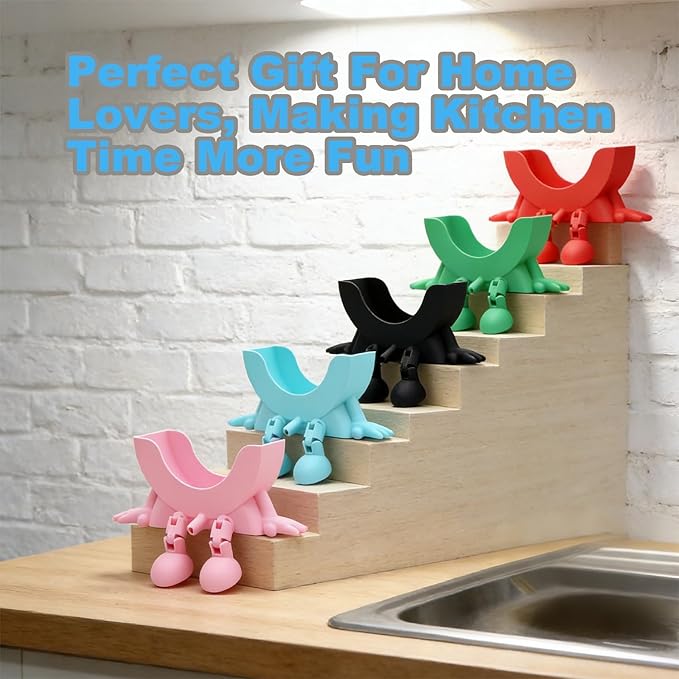 Cute Hanging Sponge Holder with Drainage, 3D Printed Sink Rack with Legs and Handles, 3D Printing Funny Countertop Sponge Holders for Kitchen Sink Draining (Orange)
