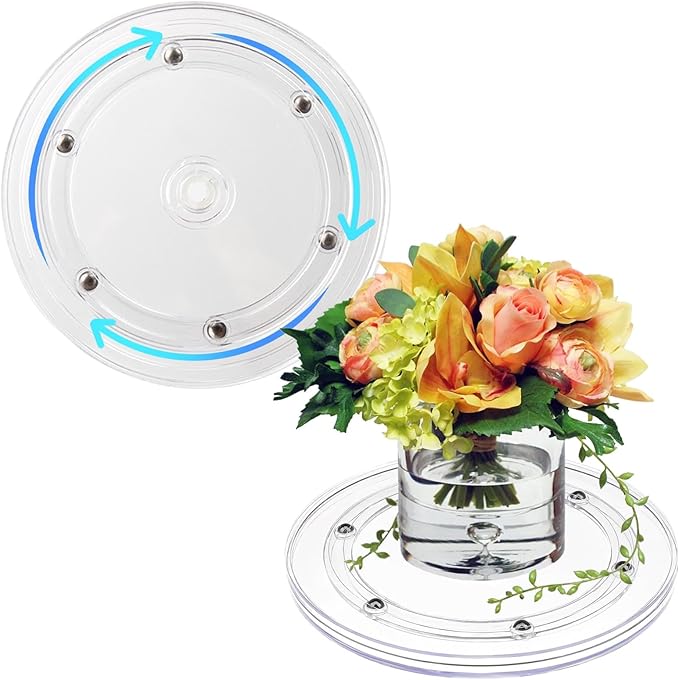 8Inch Lazy Susan Turntable Organizer, Clear 360 Degree Rotation Round Turntable, Lazy Susan for Kitchen Table Spice Rack Cake Table Pantry Kitchen Decoratin
