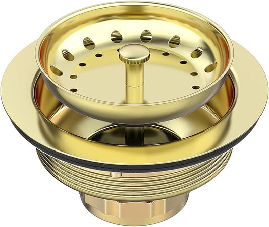 Stainless Steel Gold Sink Drain Strainer Kit 3-1/2 inch Kitchen Drain Assembly