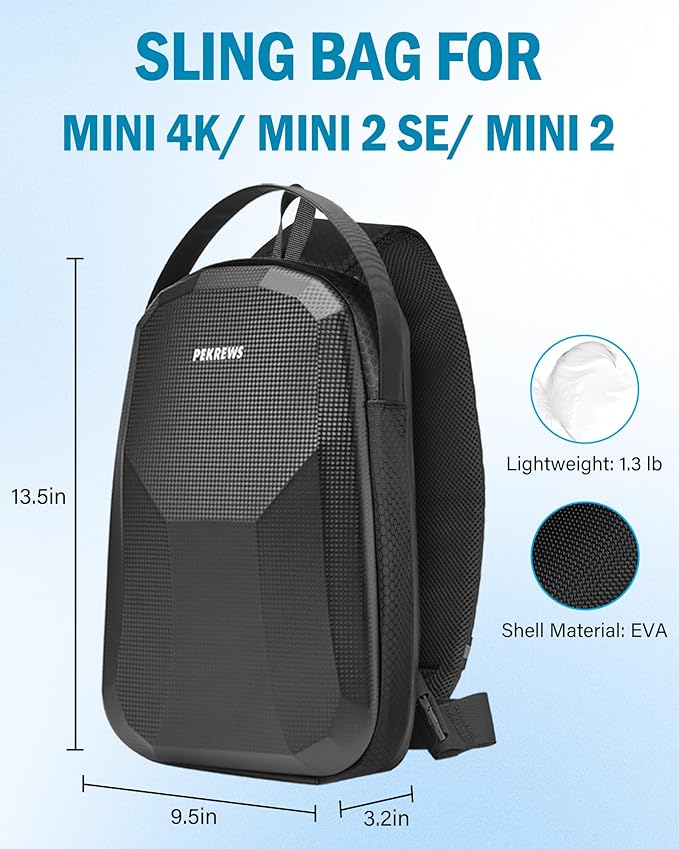 PEKREWS Mini 4K Case, Portable Mini 2 SE Backpack Compatible with DJI RC N1 Controller, Travel Drone Bag for Charging Hub and 3 Batteries, Waterproof RC N1 Carrying Case for DJI Drone Accessories