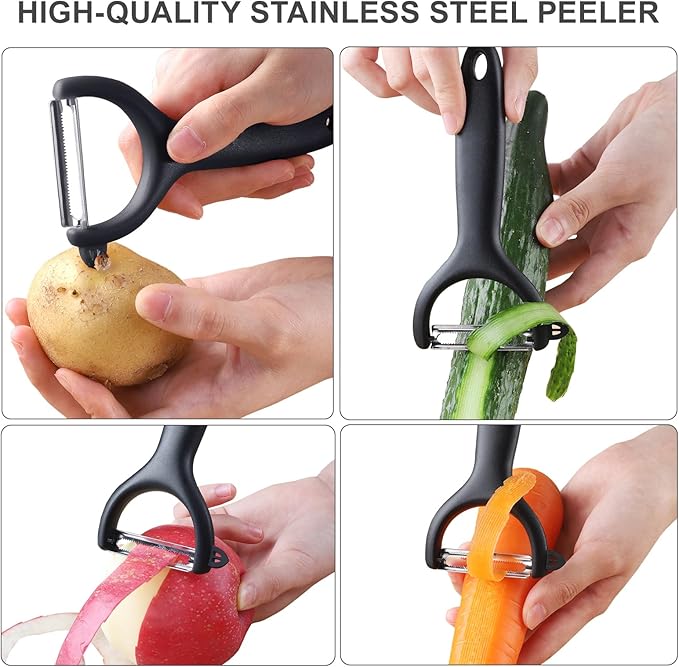 Mandoline Slicer for Kitchen, 6 in 1 Vegetable slicer, Potato Slicer with Thickness Adjuster,Faster Kitchen Slicer for Meal Prep (just Slice, With Peeler/Cleaning Brush, Mandolin)