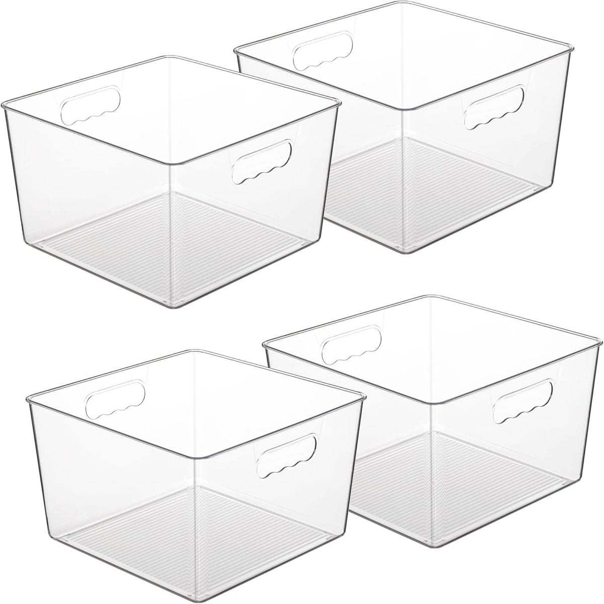 4 Pack Extra Large Clear Storage Bins, 11x11 Cube Organizer