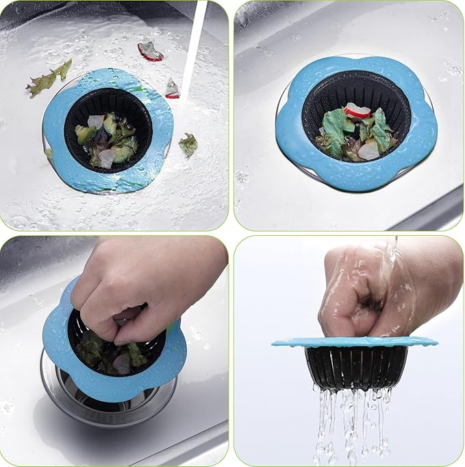 4 Pcs Kitchen Sink Strainer, Upgraded Silicone Sink Drain Strainer for Most Kitchen Sink Drain Basket 4.5" Diameter