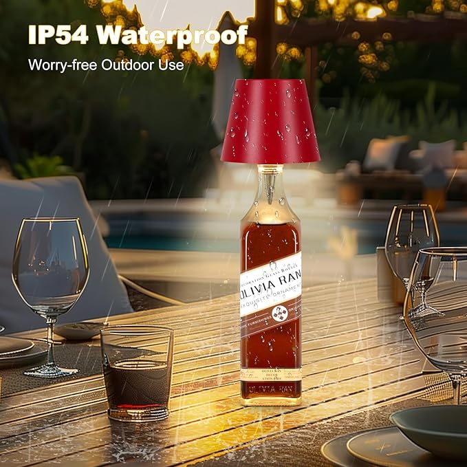 Wireless Bottle Lamp, 2026 New 3 Color Rechargeable Wine Bottle Lights for Bars Restaurants (Wine red, 1PC)