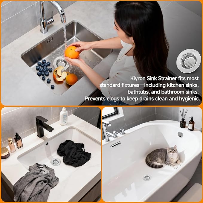 3-Pack Stainless Steel Kitchen Sink Strainer – 2026 Deep Basket Drain Filter, Rust-Proof Food Catcher, Smooth Edge, Fits 3.5" for Kitchen, Utility Sinks, Basins. Anti-Clog, Dishwasher Safe (4.5" OD)