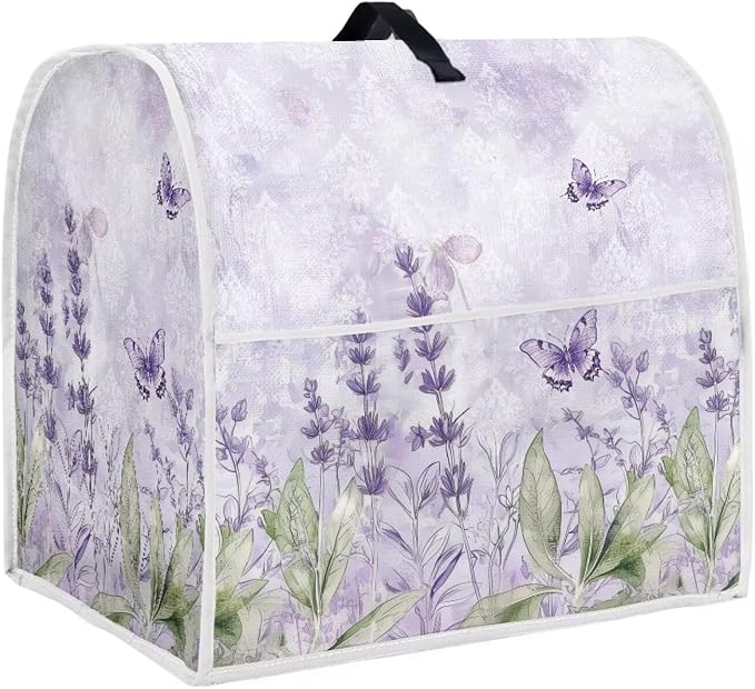Boho Flower Dragonfly Kitchen Stand Mixer Cover for 6-8 Quart Blenders with Carry Handle & Pockets Stain-Resistant Polyester Small Kitchen Appliance Protector Cover for Countertops