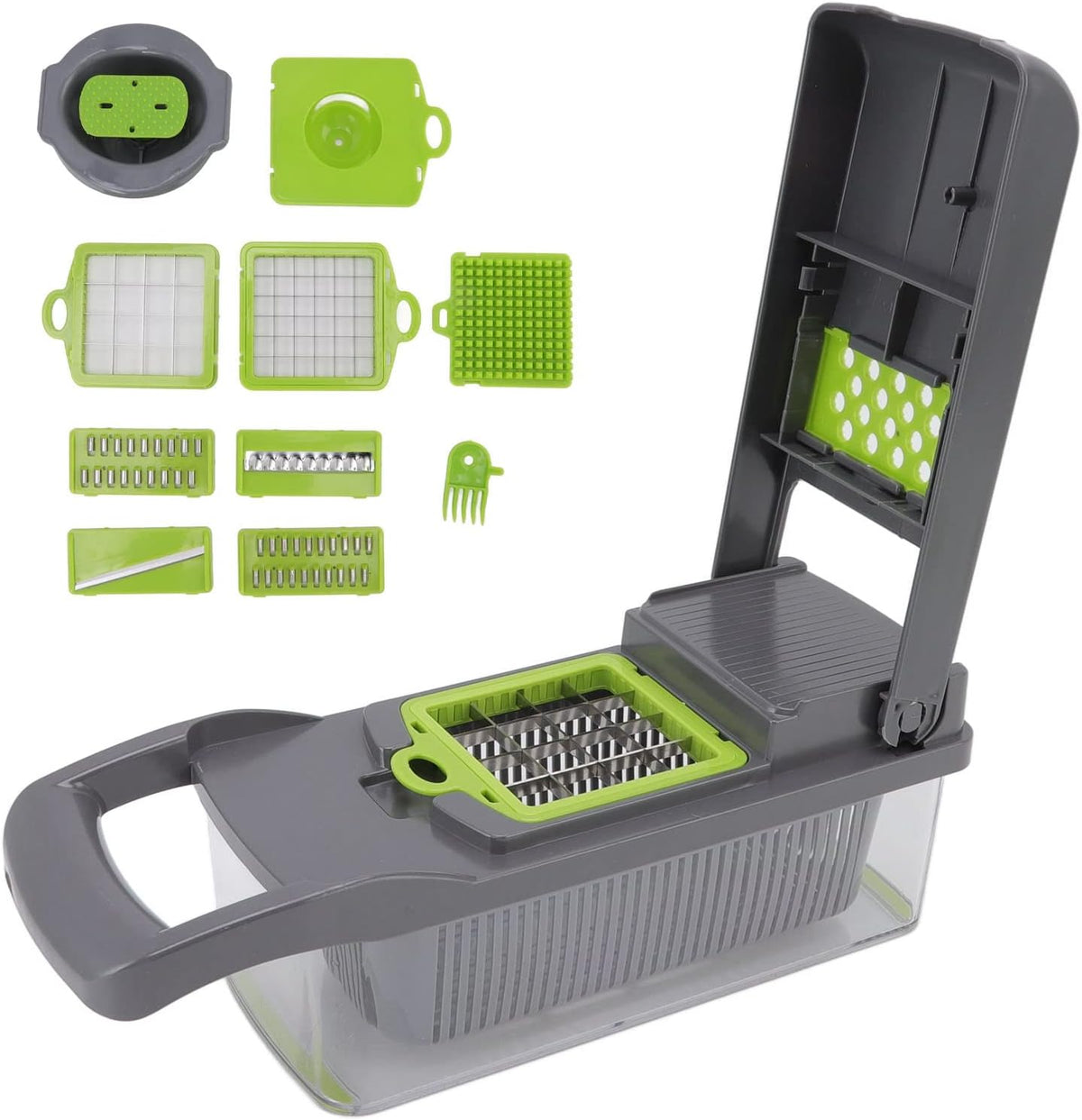 Vegetable Chopper Mandoline Slicer, Multifunctional Manual Food Cutter with 6 Blades Egg Separator Garlic Grinder for Home Kitchen ABS Plastic 1 Set